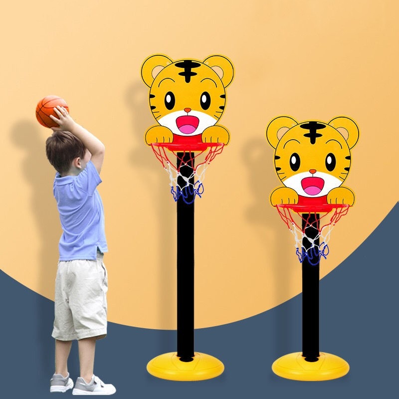 Fidtoy Kids Indoor Adjustable Basketball Hoop Playset with Tiger Base Ball Pump and Active Sports Fun