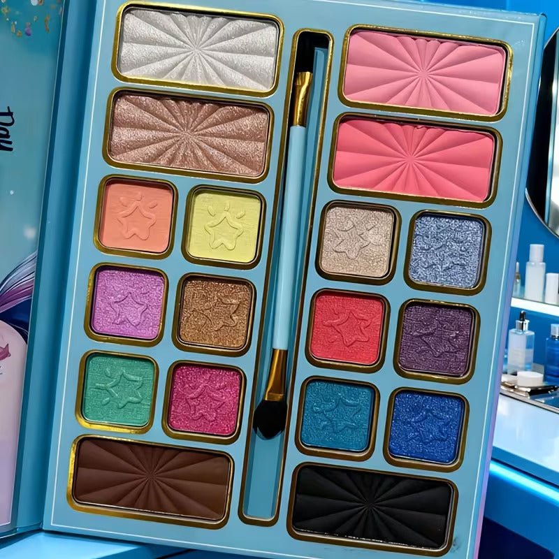 Fidtoy Unicorn Children's Makeup Eye Shadow and Face Set 18 Pieces | Kids Pretend Beauty Play Palette, Washable Dress-Up Makeup, Color Creativity & Party Role Play Toy Age 5+