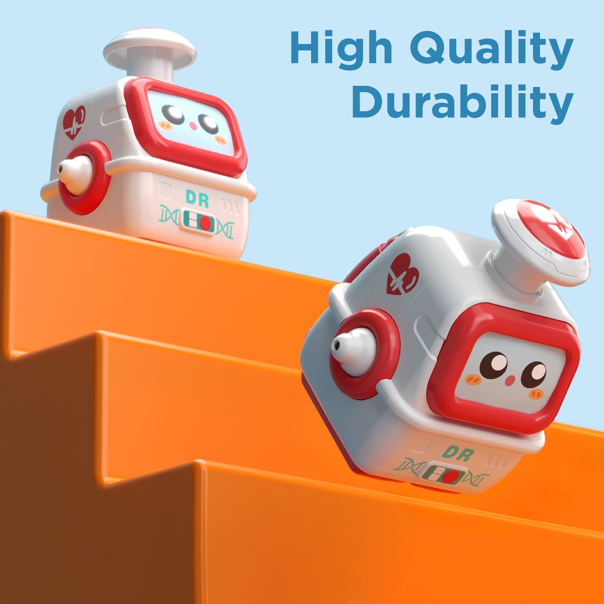 Fidtoy Press to Go Robot Car Toys for Toddlers 4pcs Set