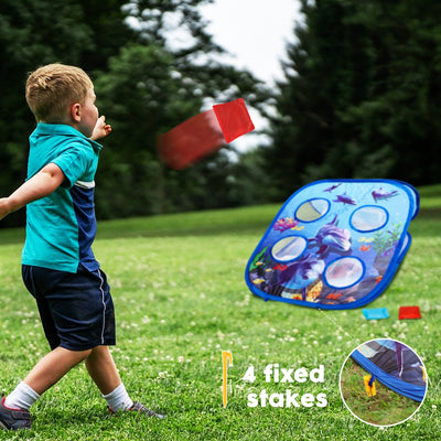 Juego Fidtoy Ocean Bean Bag Toss 2 en 1, juego para niños al aire libre