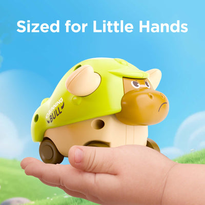 Fidtoy+Press to Go Bull Animal Car Toy Set for Toddlers