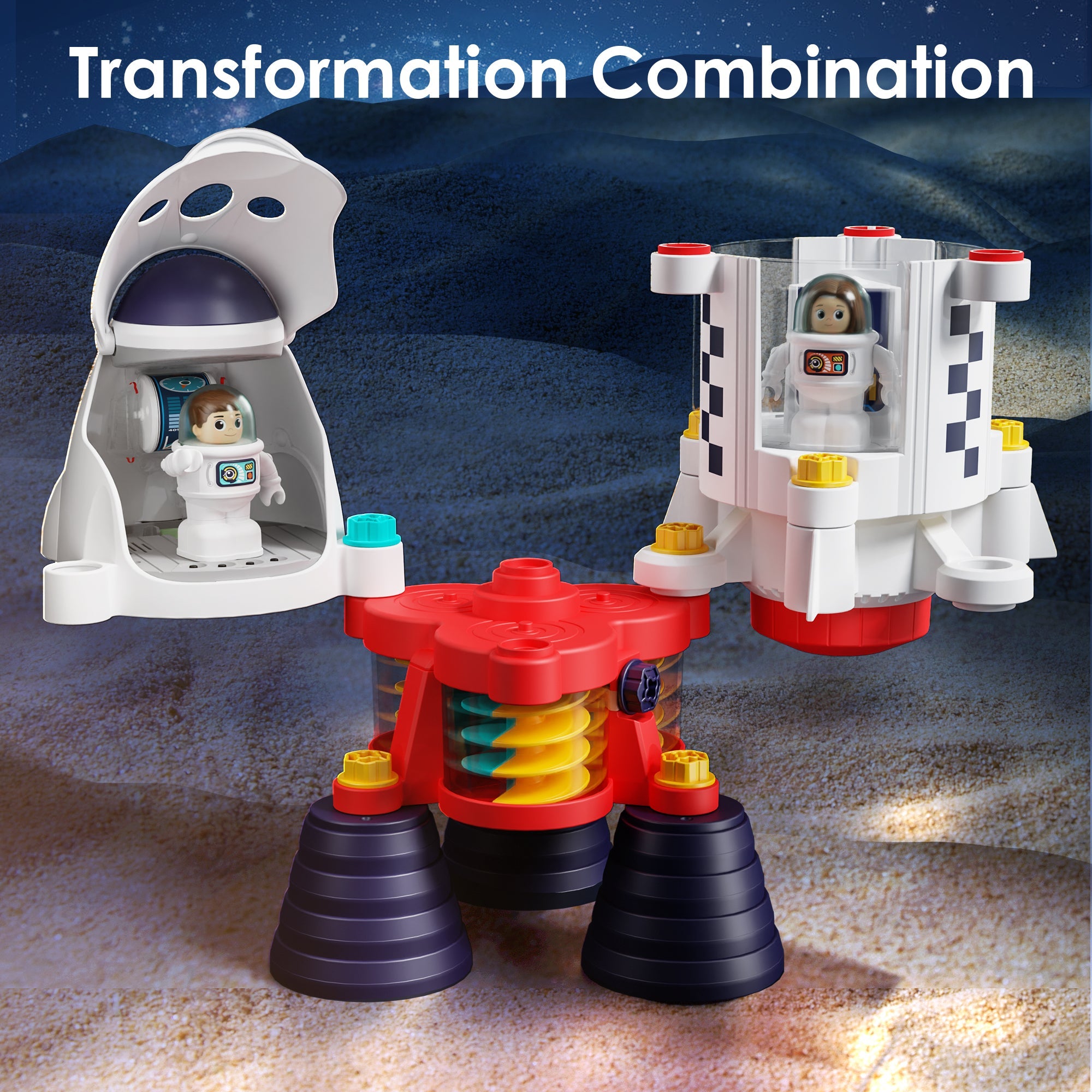 Fidtoy Interstellar Assembly Rocket Toy with Lights and Sounds