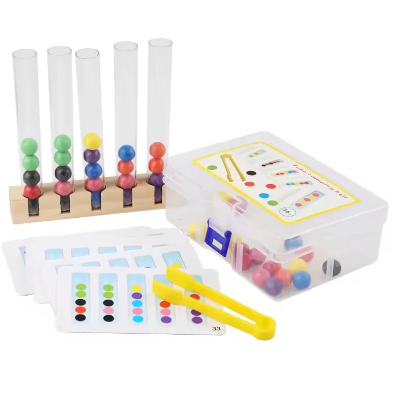 Tubo de Ensayo con Cuentas de Colores y 48 Retos de Patrones