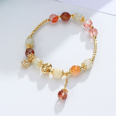 Buddha Stones Colorful Rutilated Quartz Cat Eye Zircon Auspiciousness Bead Bracelet Bracelet BS 3