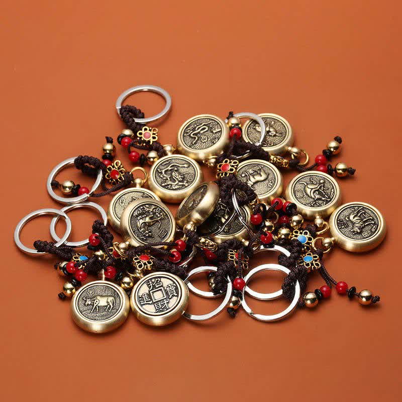 Buddha Stones 12 Chinese Zodiac Blessing Wealth Fortune Keychain Key Chain BS 23