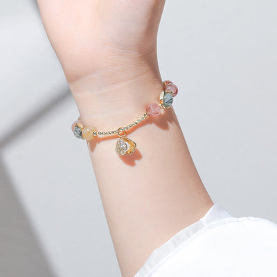Buddha Stones Natural Colorful Rutilated Quartz Shell Protection Bead Bracelet
