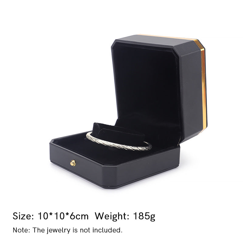 Buddha Stones Jewelry Storage Box PU Leather Gift Box - Black - Bracelet Box (10*10*6cm) - image 16