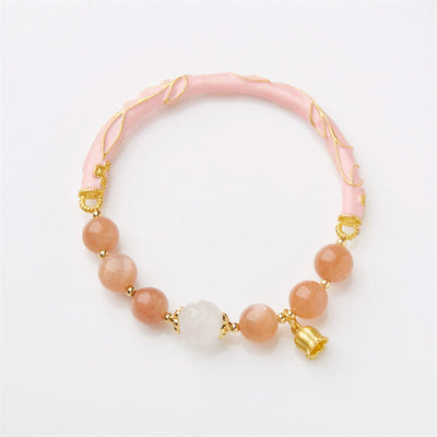 Buddha Stones Sun Stone Golden Silk Jade Lily of the Valley Charm Positive Bracelet Bangle Bracelet Bangle BS 8
