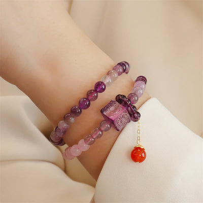 Buddha Stones Natural Amethyst Citrine Positive Transformation Double Wrap Bracelet Bracelet BS 7