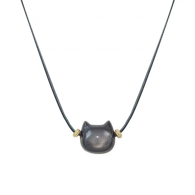 Foviel Gold Sheen Obsidian Silver Sheen Obsidian Lovely Paw Lucky Cat Protection Bracelet