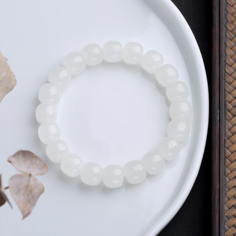 Buddha Stones Gradient Jade Luck Blessing Bracelet Bracelet BS White Jade
