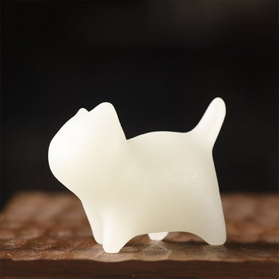Buddha Stones 2Pcs Mini Cute Cat Glowstone Luminous Lucky Cat Energy Decoration Decorations BS 1
