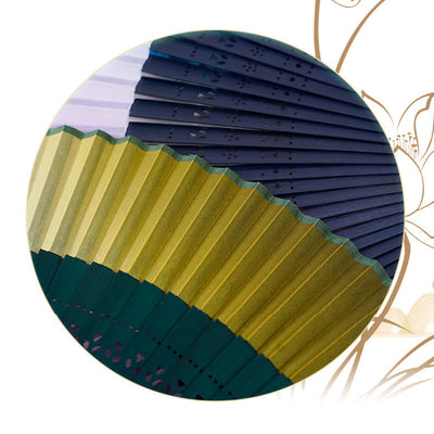 Buddha Stones Gradient Color Hollow Engraved Handheld Bamboo Folding Fan Folding Fan BS 4