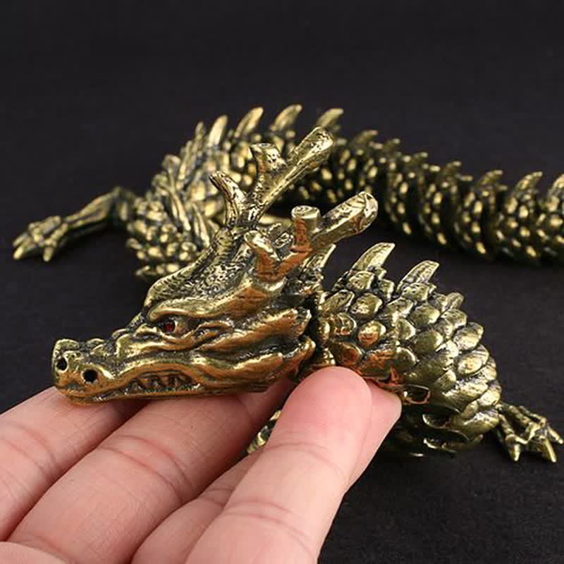 Buddha Stones Brass Copper Dragon Wealth Luck Protection Statue Figurine Home Decoration Decorations BS 3