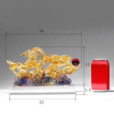 Buddha Stones Handmade Dragon Liuli Crystal Art Piece Protection Strength Home Office Decoration Decorations BS 7