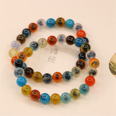 Buddha Stones Colorful Candy Agate Healing Strength Bead Bracelet Bracelet BS 7