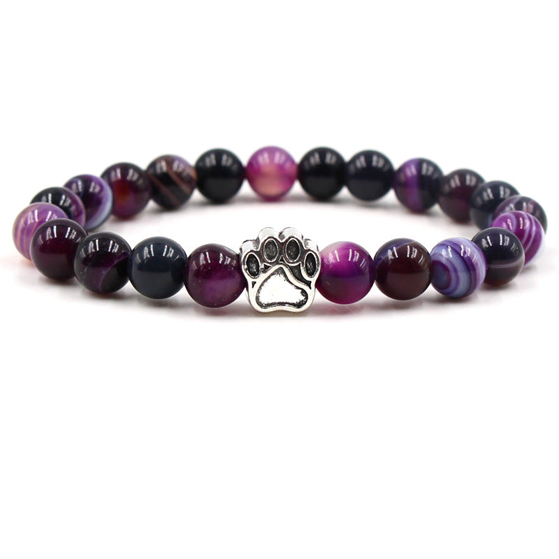 Indian Agate Green Agate Dog Paw Positive Calm Bracelet Bracelet BS Purple Agate (Protection ♥ Courage)
