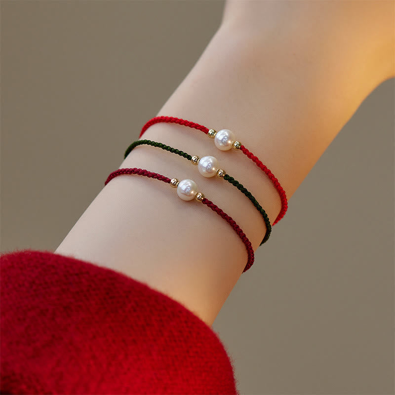 Buddha Stones Natural Pearl Bead Luck Braid String Bracelet Bracelet BS main