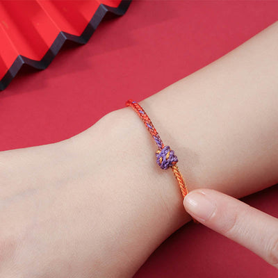 Buddha Stones Handcrafted Colorful Purple Gold Red Braid Rope Bracelet Bracelet BS 6