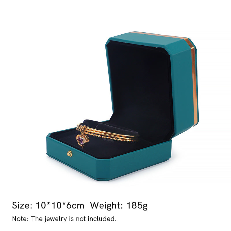 Buddha Stones Jewelry Storage Box PU Leather Gift Box - Green - Bracelet Box (10*10*6cm) - image 25