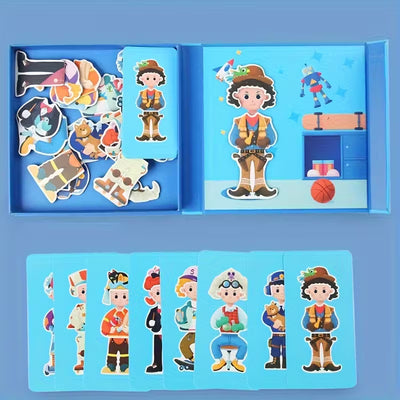Fidtoy Boy Change Clothing Magnetic Board Puzzle – Jeu d'habillage magnétique pour enfants, jouet d'apprentissage pour garçons d'âge préscolaire de 3 à 6 ans