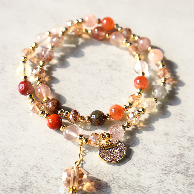Buddha Stones Colorful Rutilated Quartz Double Wrap Spiritual Growth Bead Bracelet Bracelet BS 2