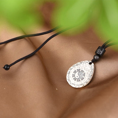 Buddha Stones Vintage 999 Sterling Silver Yin Yang Bagua Water Drop Design Balance Harmony Necklace Pendant Necklaces & Pendants BS 7