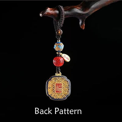 Buddha Stones Fu Character Blessing Ruyi Charm Key Chain Key Chain BS 3
