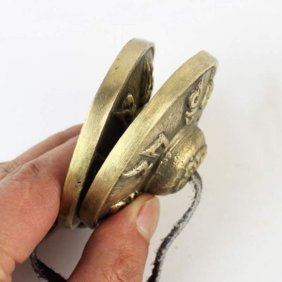 Buddha Stones Tibetan Tingsha Bell Six True Words Dragon Copper Balance Decoration With Bag Buddhist Supplies BS 4