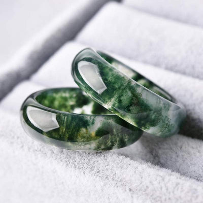 Foviel Moss Achat spirituell Balance Ring