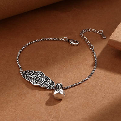 Buddha Stones Copper Coin Money Bag Wealth Bracelet Bracelet BS 3