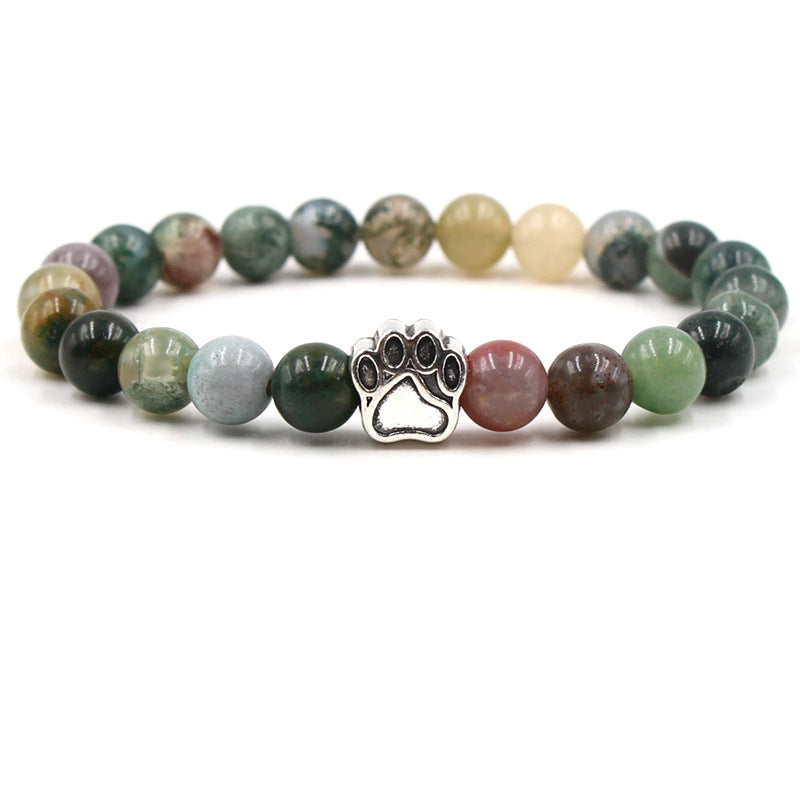 Indian Agate Green Agate Dog Paw Positive Calm Bracelet Bracelet BS Indian Agate (Cleansing ♥ Positive)