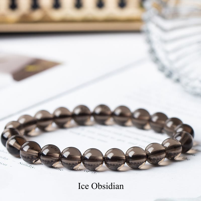 Buddha Stones Natural Stone Quartz Healing Beads Bracelet Bracelet BS 8mm Ice Obsidian