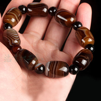 Buddha Stones Natural Sardonyx Courage Happiness Bracelet Bracelet BS 6