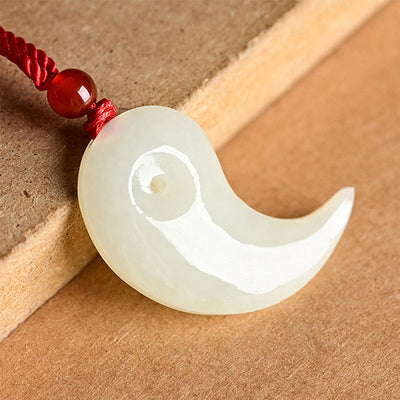 Buddha Stones Yin Yang White Jade Cyan Jade Protection Blessing Necklace String Pendant Necklaces & Pendants BS White Jade