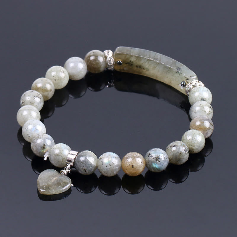 Foviel Natural Quartz Love Heart Healing Beads Bracelet