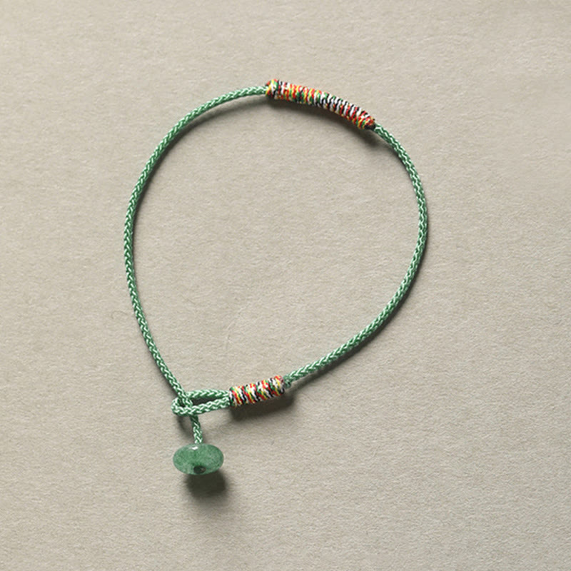 Buddha Stones Tibetan Handmade Green Aventurine Luck Protection Braided Rope Bracelet Bracelet BS 2