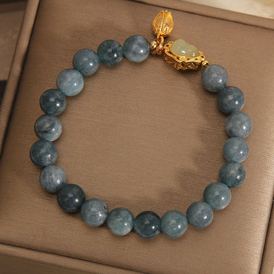 Buddha Stones Natural Jade Gourd Tulip Charm Luck Bracelet Bracelet BS 2