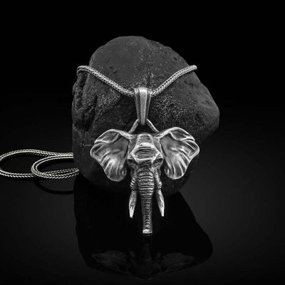 Buddha Stones Elephant Pewter Titanium Steel Strength Necklace Pendant Necklaces & Pendants BS 8