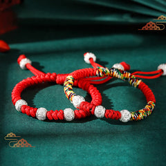 Foviel 925 Sterling Silver King Kong Knot Multicolored Red String Strength Handmade Braided Kids Child Bracelet