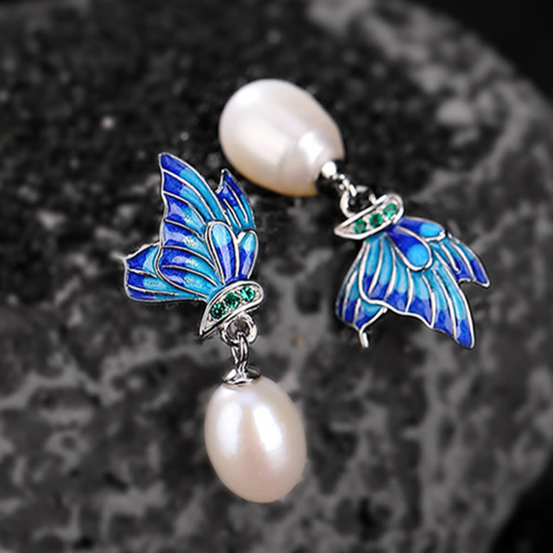Buddha Stones 925 Sterling Silver Pearl Butterfly Healing Necklace Pendant Earrings Ring Bracelet Necklaces & Pendants BS 7
