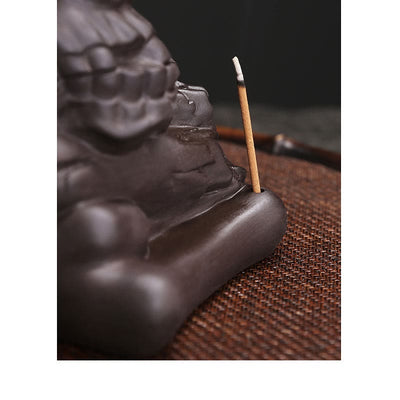 Buddha Stones Halloween Skull Head Purple Clay Healing Incense Burner Decoration Incense Burner BS 7