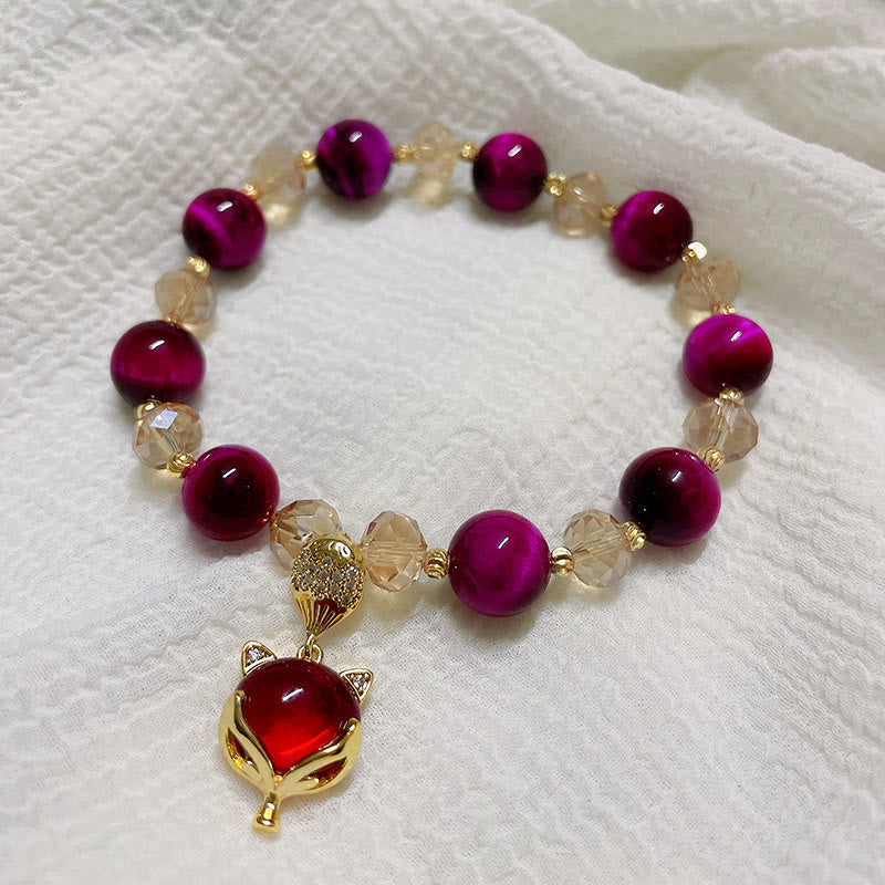 Foviel Rot Tigerauge PiXiu Fox Schutz Selbstbewusstsein Armband