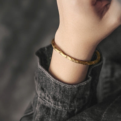 Buddha Stones Tibetan Bump Texture Copper Luck Cuff Bracelet Bangle Bracelet Bangle BS 9
