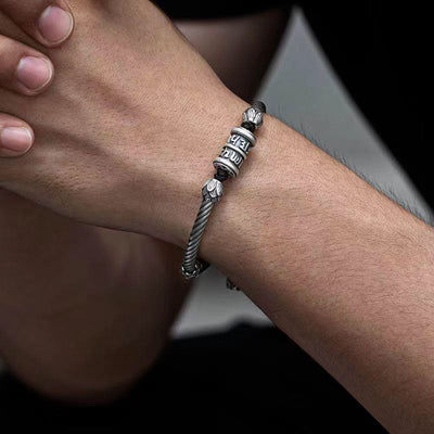 Buddha Stones Om Mani Padme Hum Lotus Peace Braided Bracelet Bracelet BS 3