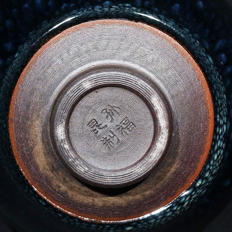 Buddha Stones Handmade Blue Francolinus Spot Chinese Jianzhan Ceramic Teacup Kung Fu Tea Cup Bowl Jian Zhan Tea Cup BS 6