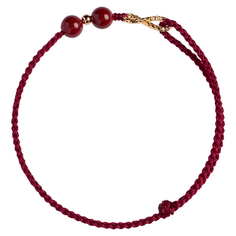 Buddha Stones Cinnabar Blessing Red String 14K Gold Infinity Symbol Bracelet Anklet Bracelet Anklet BS 8