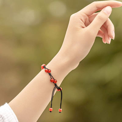 Bracelet calme Foviel en agate rouge, agate mousse et cinabre