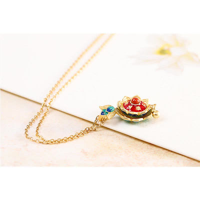 Buddha Stones 925 Sterling Silver Tibet Lotus Prayer Wheel Red Agate Enlightenment Necklace Pendant Necklaces & Pendants BS 9