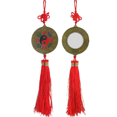 Buddha Stones Feng Shui Bagua Map Chinese Knotting Harmony Energy Map Mirror Bagua Map BS 7CM Round Bagua Map